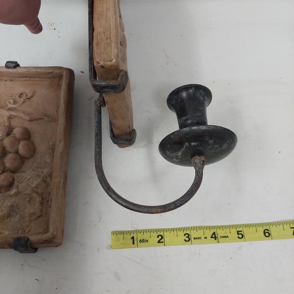 Tan Ceramic Tile Italian Grape Wine Wall Scones Candle Holder Set Of 2 Decor - Picture 6 of 8